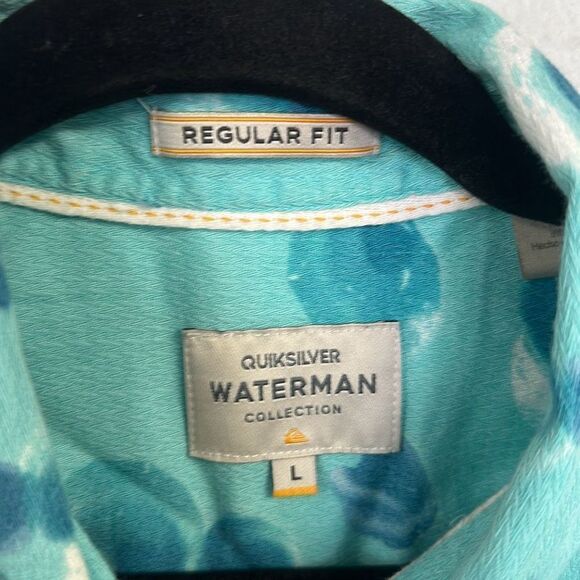 Quiksilver Water Man Collection Mens Blue Short-Sleeve Button-Down Shirt Large - Picture 5 of 9